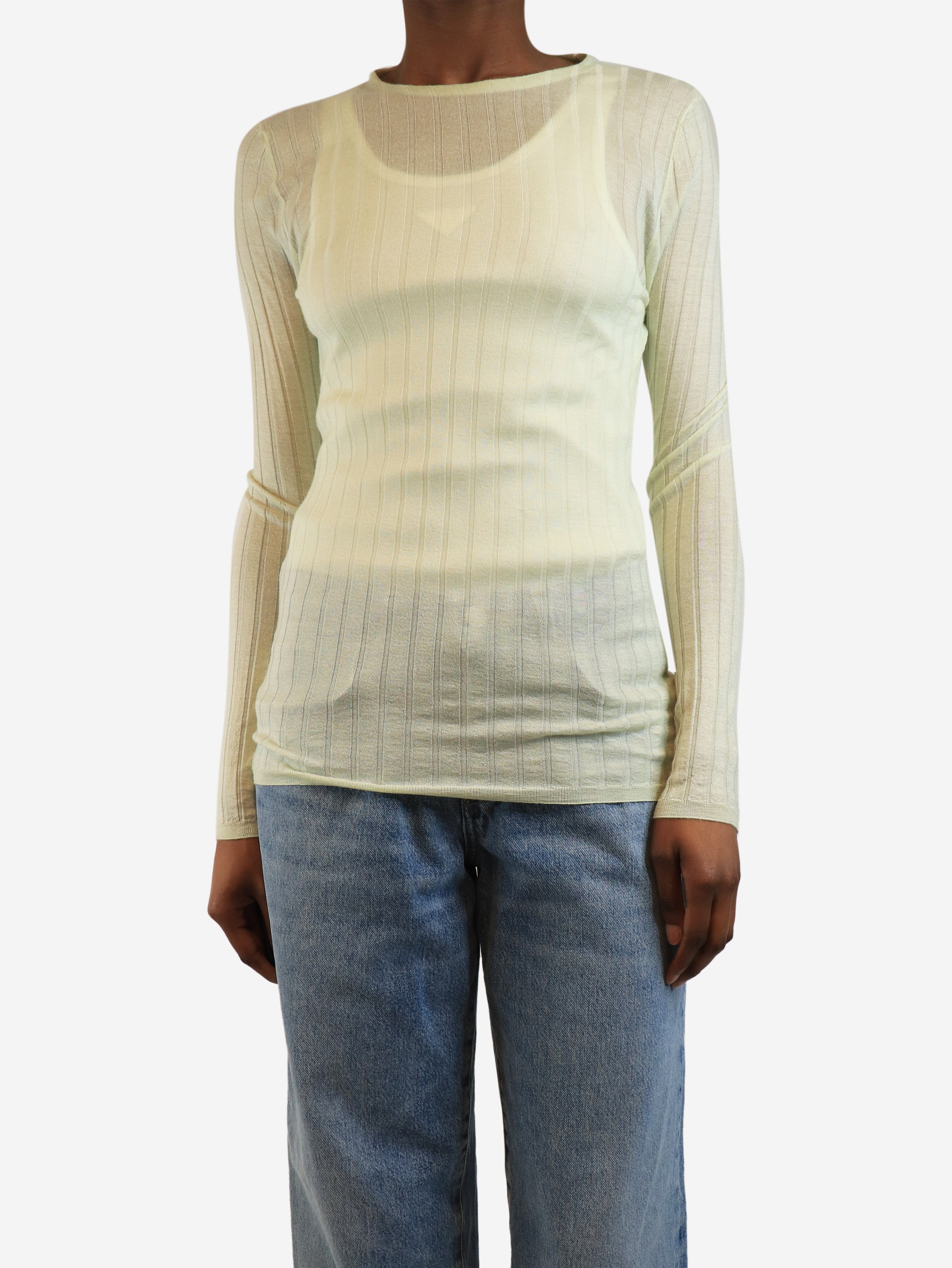 Pale green rib-knit top - size UK 6 Knitwear Prada 