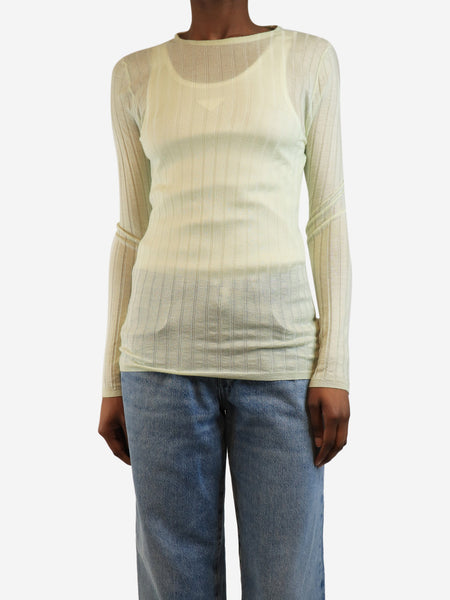 Pale green rib-knit top - size UK 6 alternate image