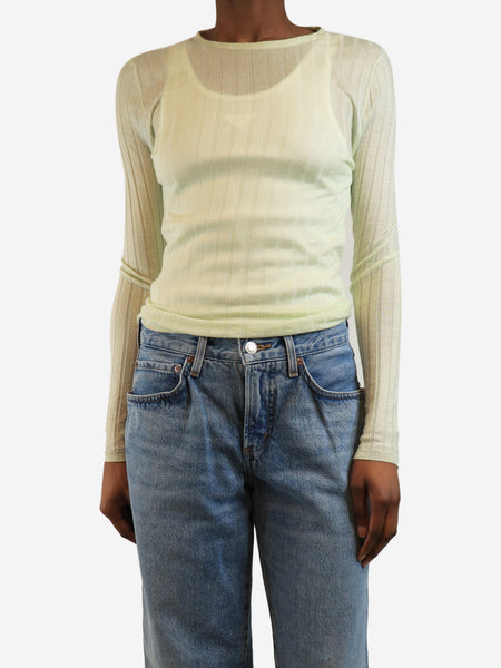 Pale green rib-knit top - size UK 6 product image