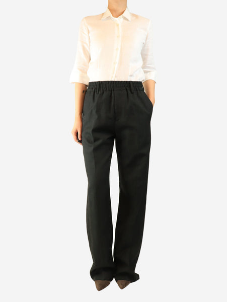 Black elasticated wool-blend trousers - size S alternate image