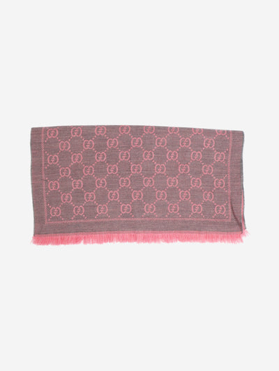 Grey and pink GG Monogram wool scarf Scarves Gucci 