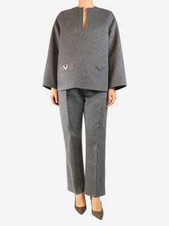 Grey wool trousers and top set - size UK 12 Sets Valentino 