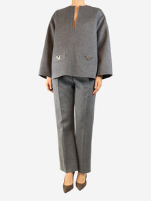 Grey wool trousers and top set - size UK 12 Sets Valentino 