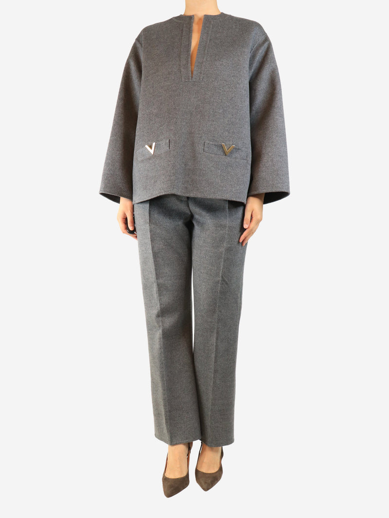 Grey wool trousers and top set - size UK 12 Sets Valentino 