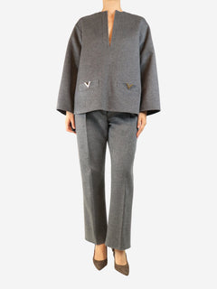 Grey wool trousers and top set - size UK 12 Sets Valentino 