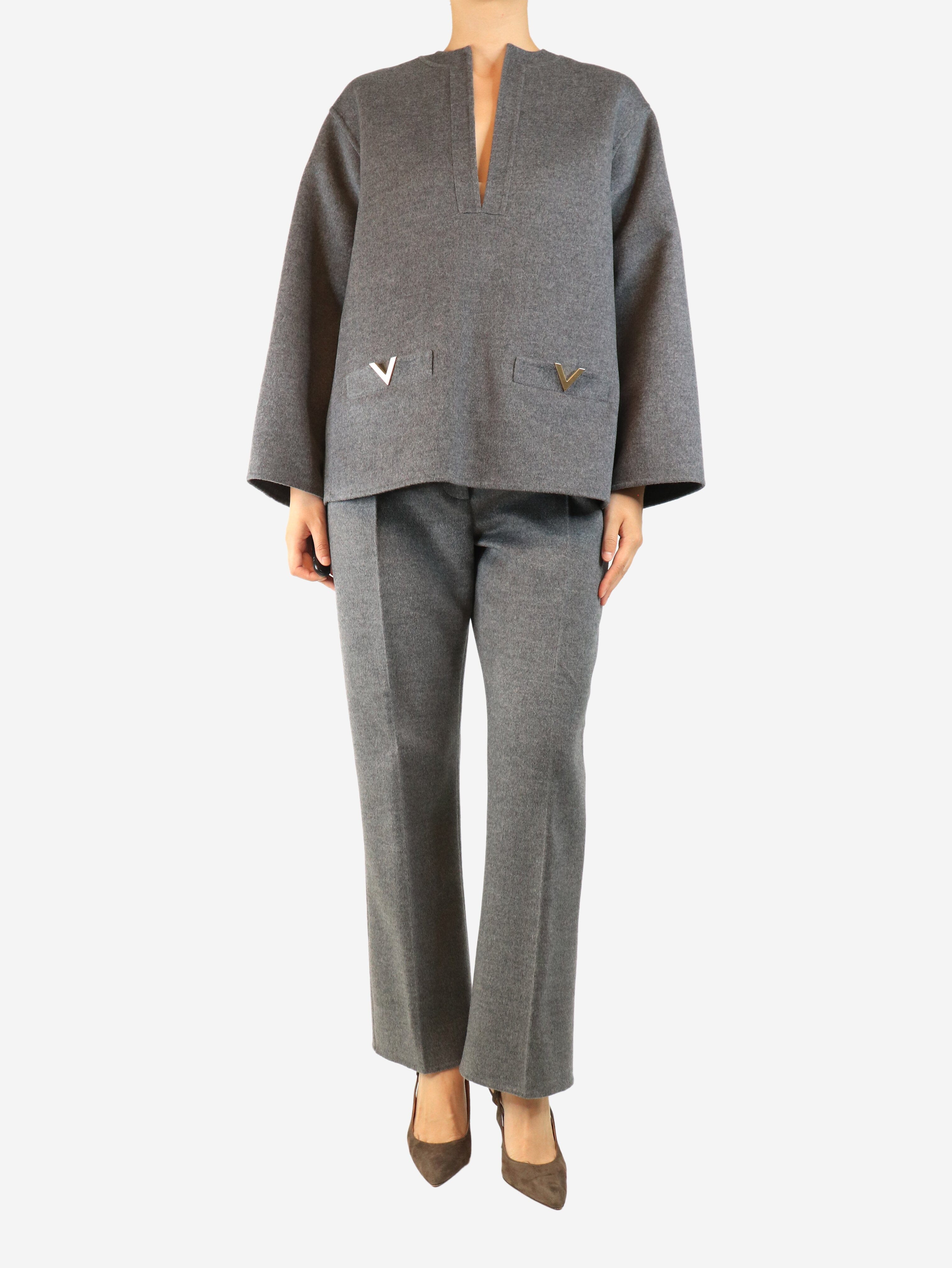 Grey wool trousers and top set - size UK 12 Sets Valentino 
