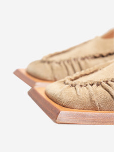 KNWLS Taupe suede square-toe mules - size EU 38