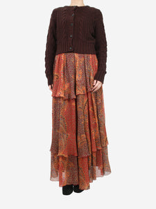 Etro Red paisley printed silk-crepon maxi skirt - size UK 10