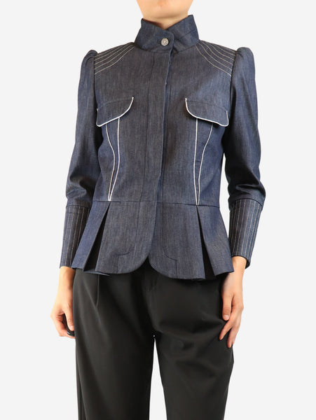 Blue denim military jacket - size UK 8 alternate image