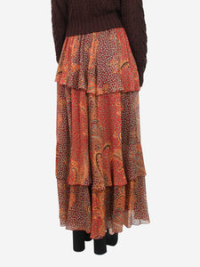 Etro Red paisley printed silk-crepon maxi skirt - size UK 10