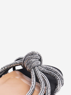 Aquazurra Black diamante knot slides - size EU 36 (UK 3) Flat Sandals Aquazurra 