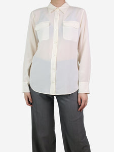 Equipment Femme Cream silk pocket blouse - size M
