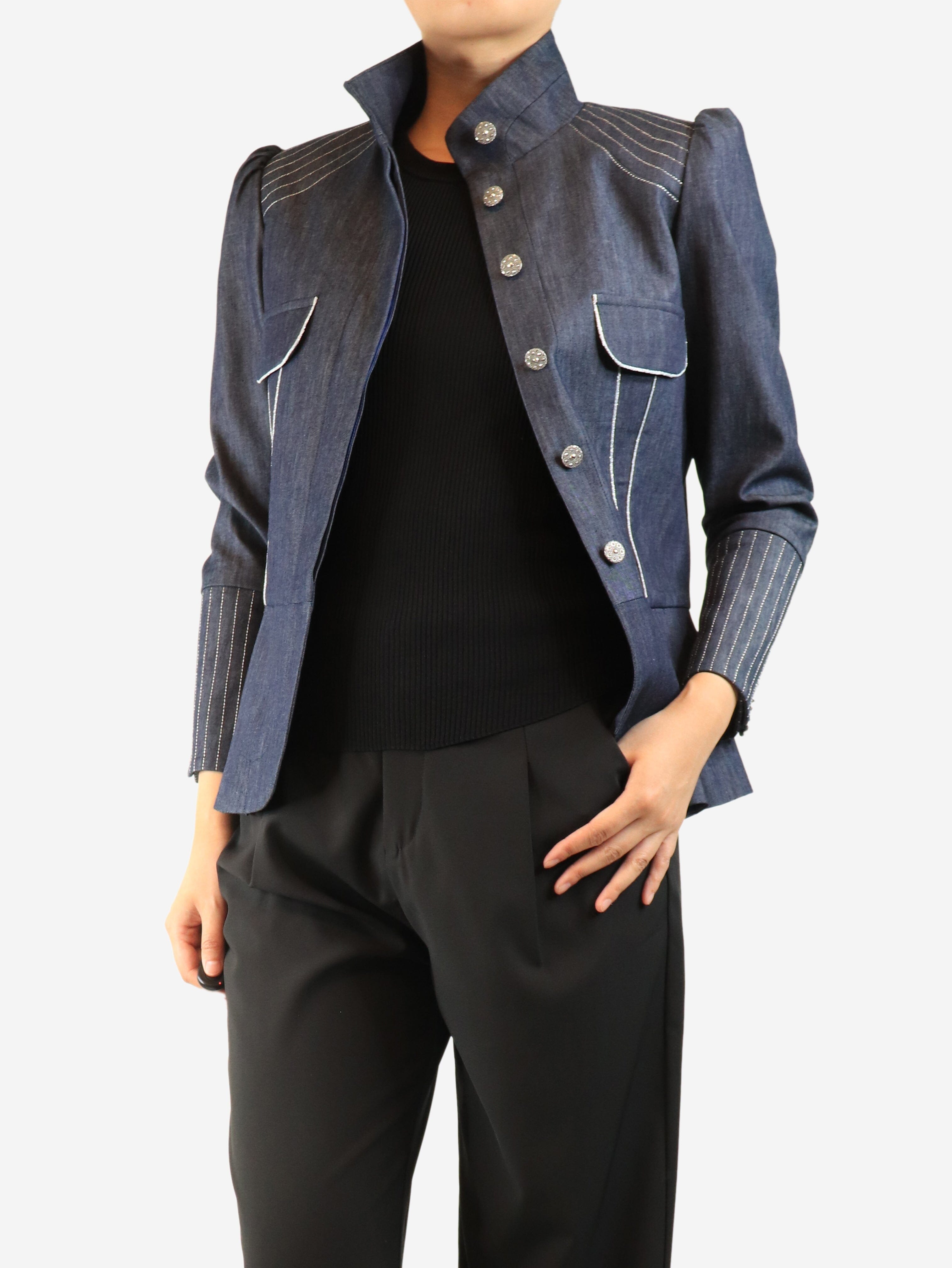 Blue denim military jacket - size UK 8 Coats & Jackets Nina Morris 