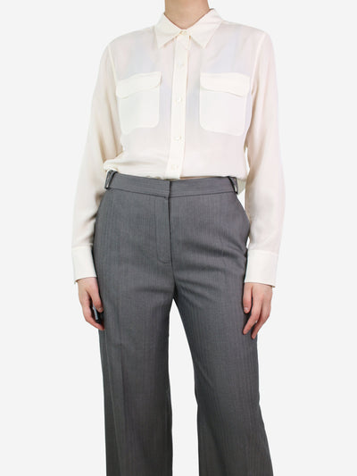 Cream silk pocket blouse - size M Tops Equipment Femme 