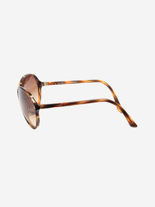 Chanel Brown round-frame tortoise shell sunglasses