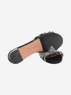 Aquazurra Black diamante knot slides - size EU 36 (UK 3) Flat Sandals Aquazurra 
