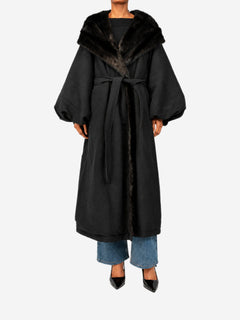 Black hooded faux-fur lined coat - size UK 8 Coats & Jackets Magda Butrym 