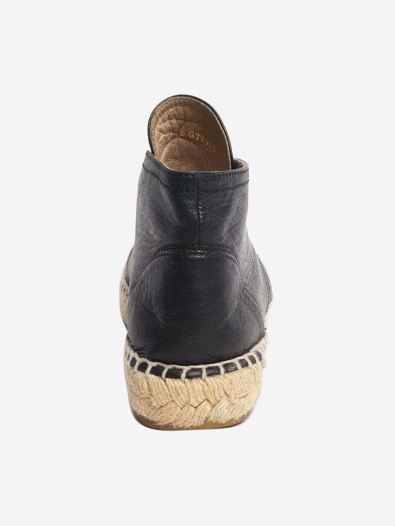 Black high top leather espadrilles - size EU 38 (UK 5) Flat Sandals Chanel 