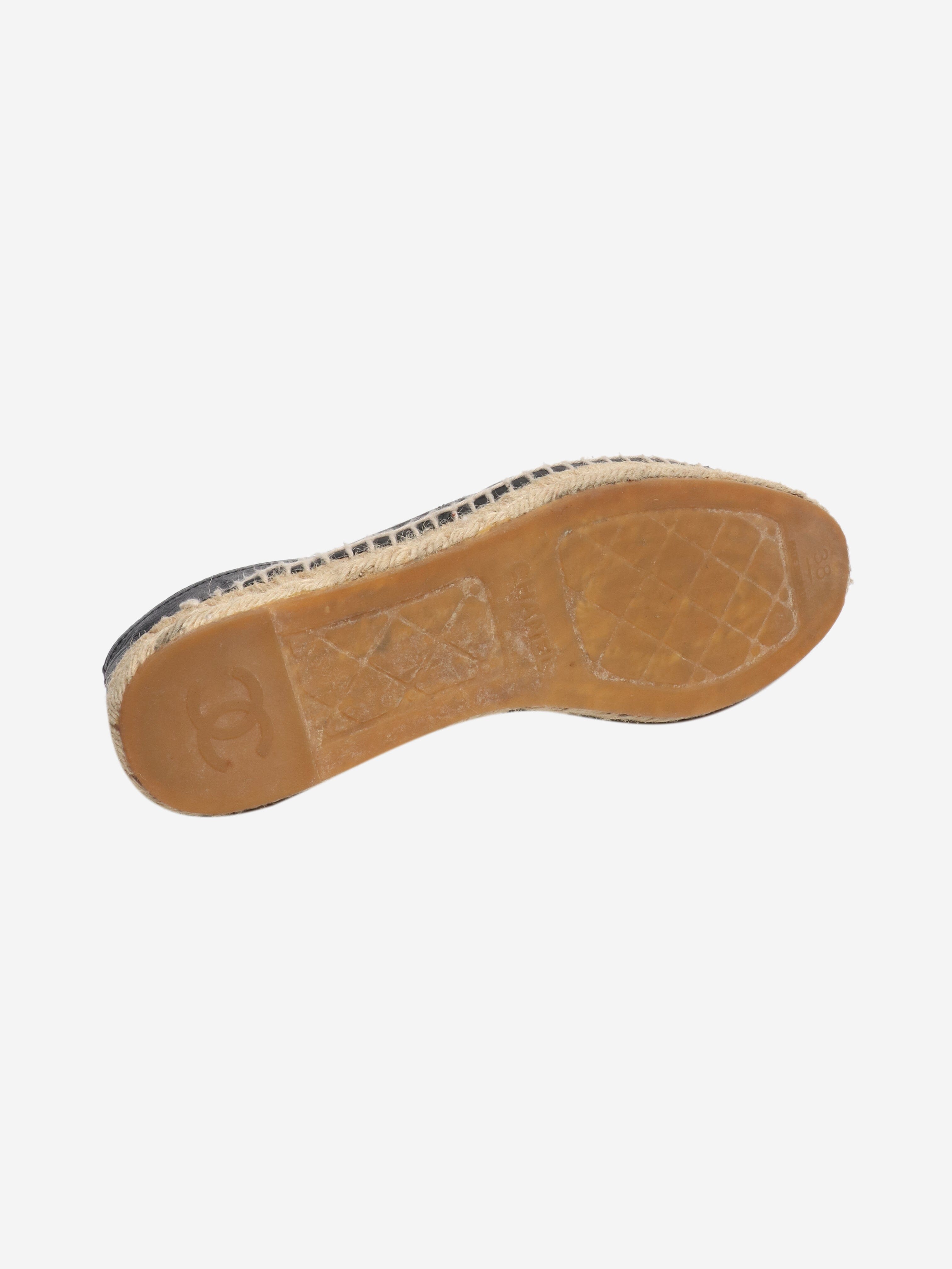 Black high top leather espadrilles - size EU 38 (UK 5) Flat Sandals Chanel 