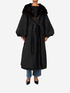 Black hooded faux-fur lined coat - size UK 8 Coats & Jackets Magda Butrym 