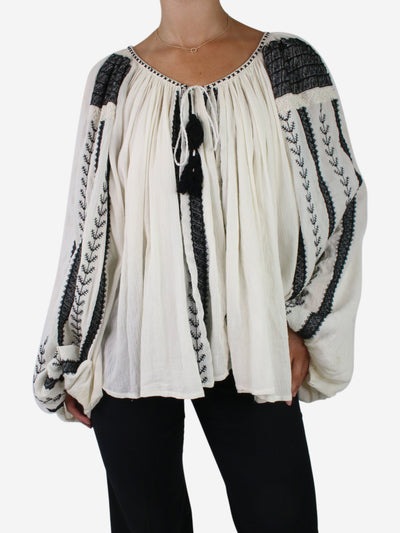 Cream embroidered oversized blouse - size One Size Tops Mes Demoiselles 