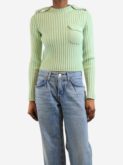 Mint green ribbed pocket jumper - size UK 8 Knitwear Prada 