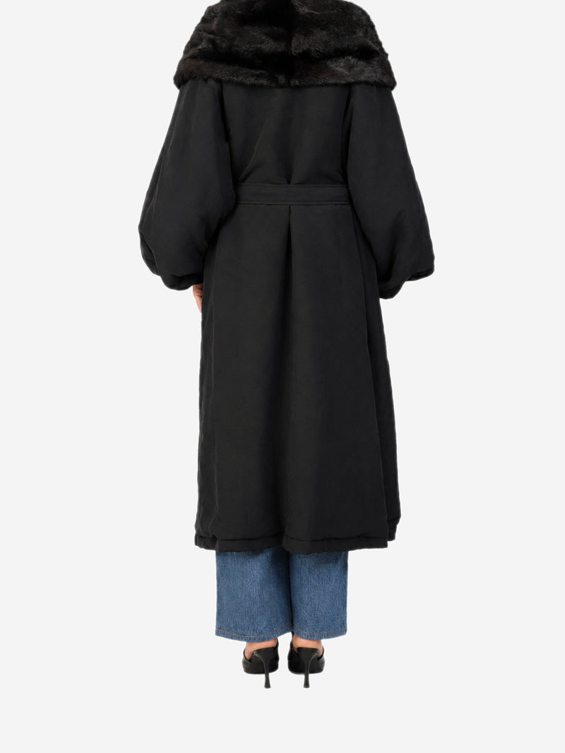 Black hooded faux-fur lined coat - size UK 8 Coats & Jackets Magda Butrym 