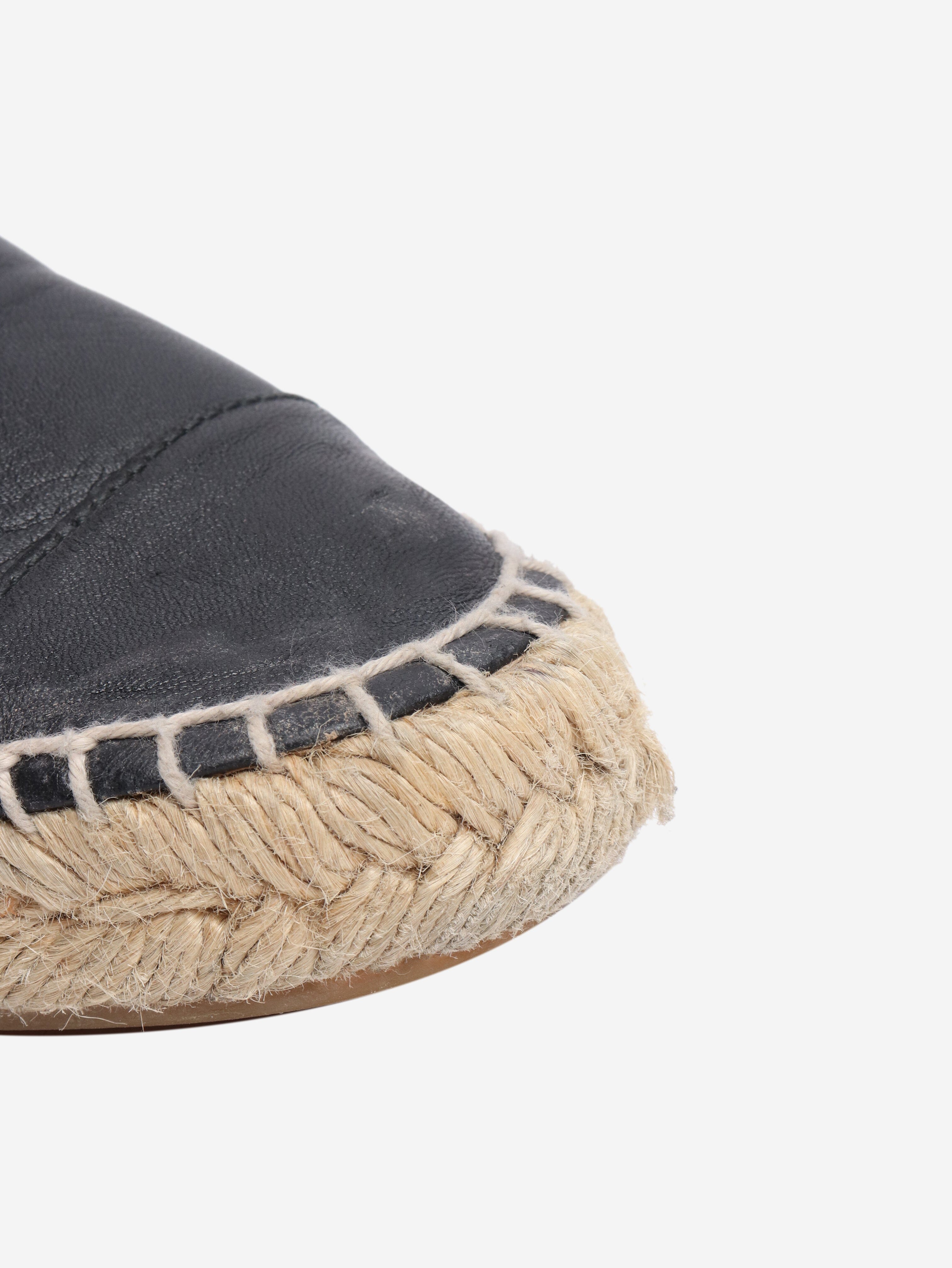 Black high top leather espadrilles - size EU 38 (UK 5) Flat Sandals Chanel 