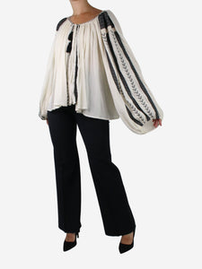 Mes Demoiselles Cream embroidered oversized blouse - One Size