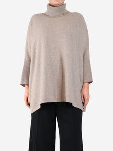 Joseph Taupe Fran ribbed blouse - size UK 12