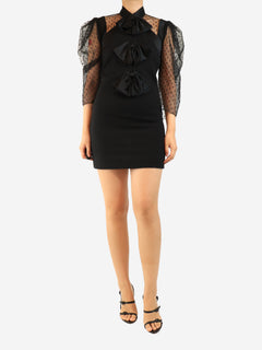 Black tulle long sleeve mini dress - size UK 8
