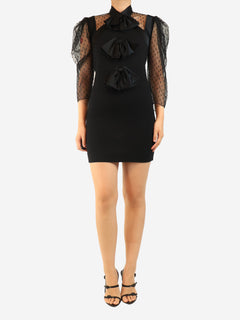 Black tulle long sleeve mini dress - size UK 8