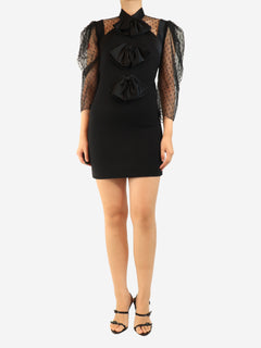 Black tulle long sleeve mini dress - size UK 8