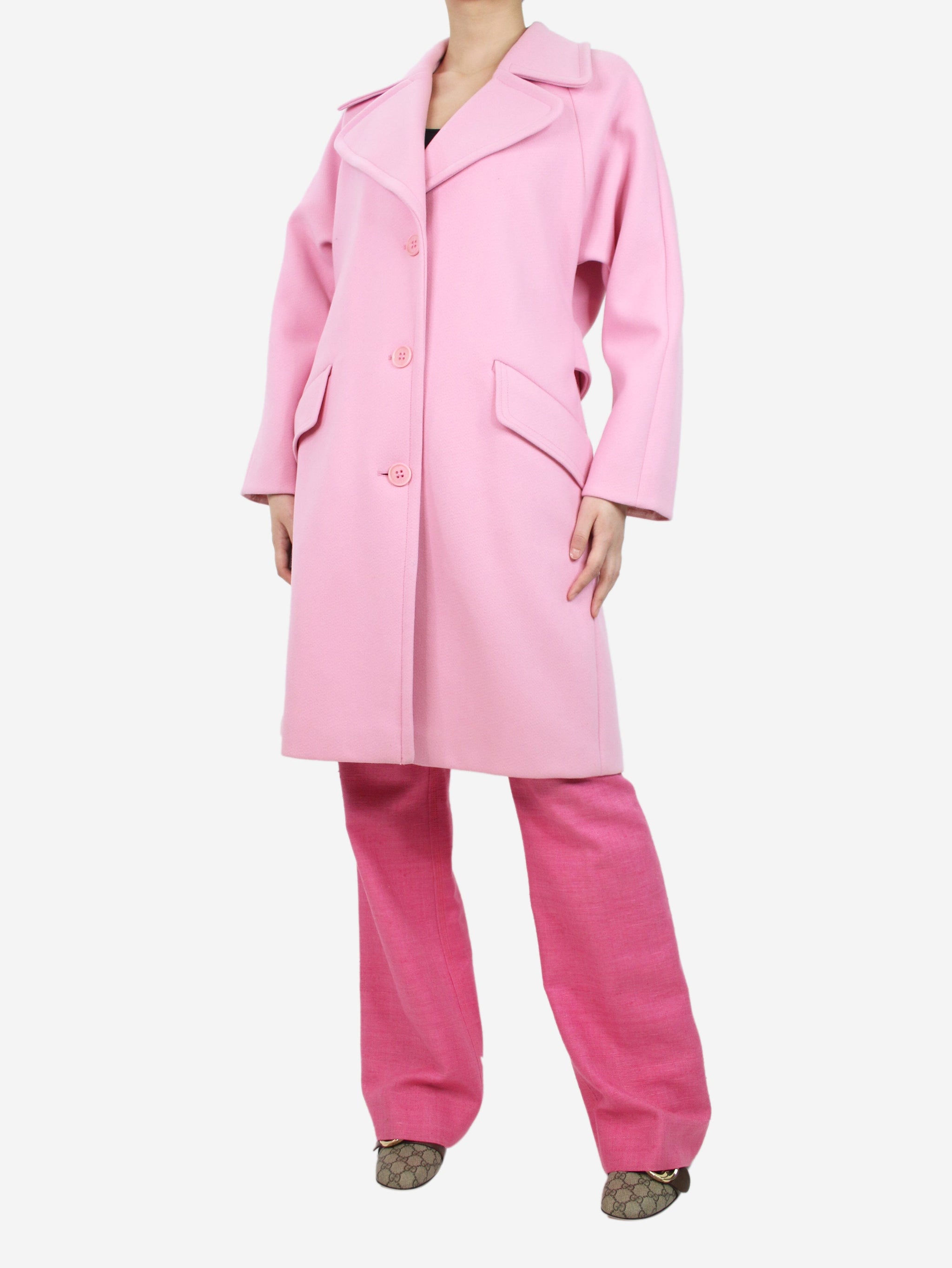 Pink wool clearance coat uk