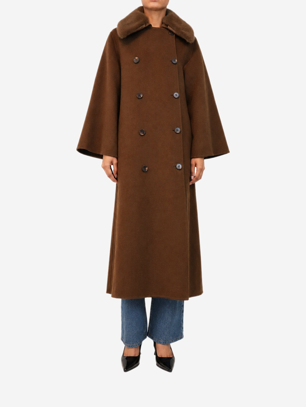 Brown double-breasted wool coat - size UK 8 Coats & Jackets By Malene Birger 