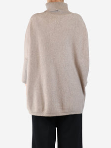 Joseph Taupe Fran ribbed blouse - size UK 12