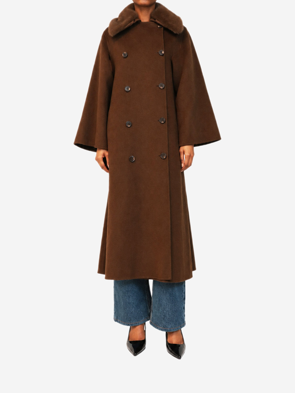 Brown double-breasted wool coat - size UK 8 Coats & Jackets By Malene Birger 