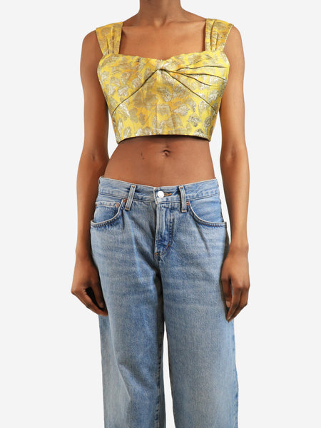 Yellow lurex jacquard bra top - size UK 6 product image