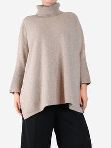 Joseph Taupe Fran ribbed blouse - size UK 12