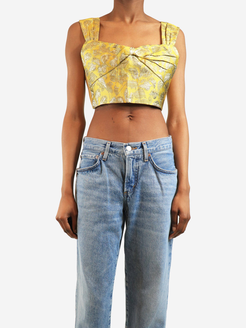 Yellow lurex jacquard bra top - size UK 6 Tops Prada 