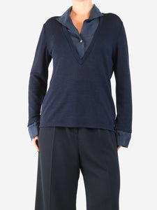 Giorgio Armani Navy wrap-jumper - size UK 12