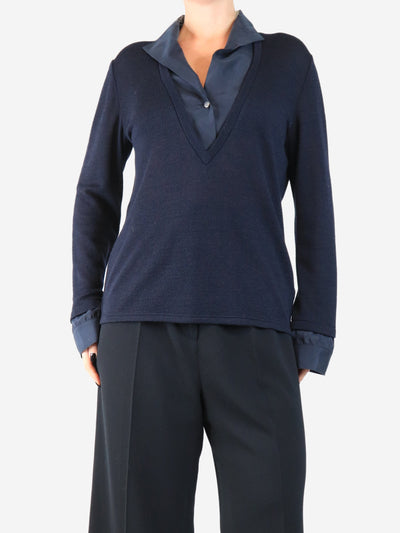 Navy wrap-jumper - size UK 12 Knitwear Giorgio Armani 