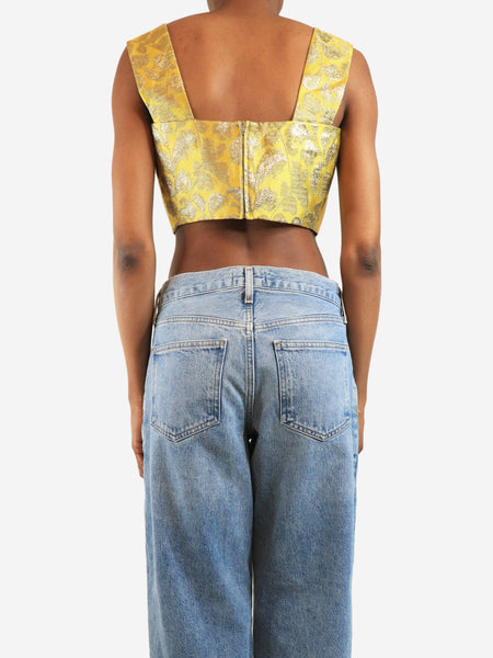 Yellow lurex jacquard bra top - size UK 6 alternate image