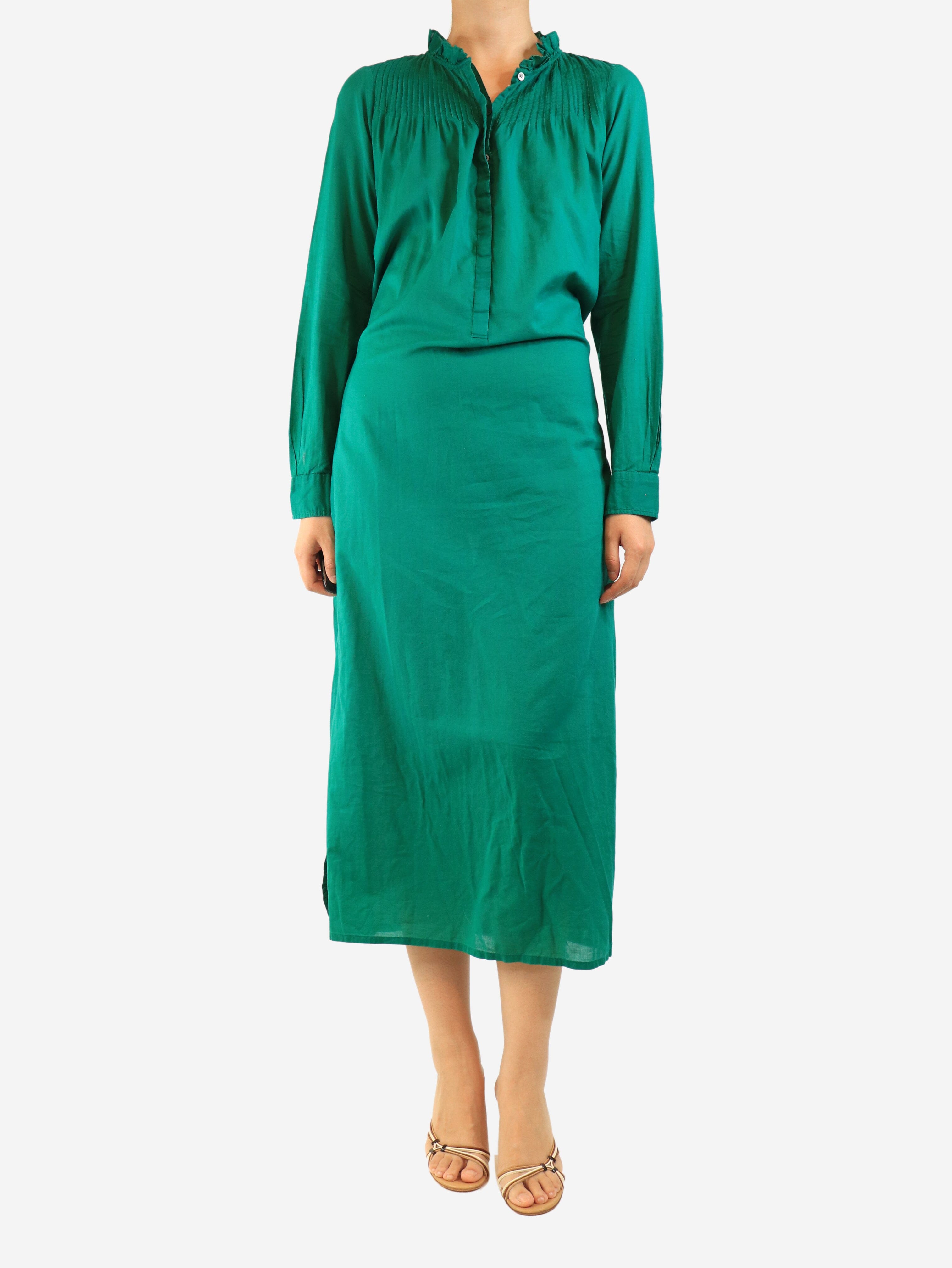 Green long-sleeved cotton midi dress - size UK 8 Dresses Isabel Marant Etoile 