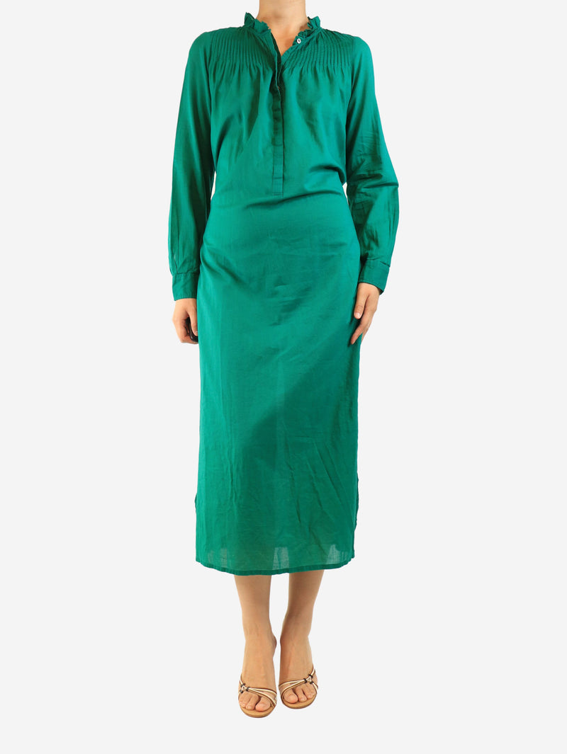 Green long-sleeved cotton midi dress - size UK 8 Dresses Isabel Marant Etoile 