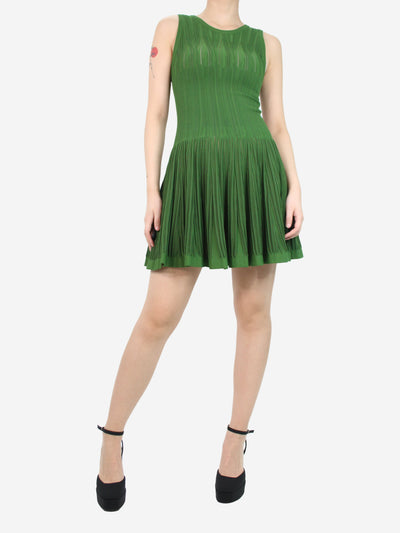 Green sleeveless crimped mini dress - size UK 10 Dresses Alaia 