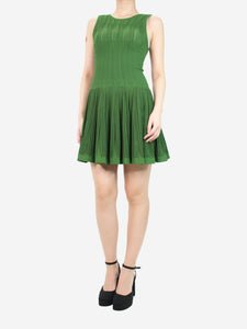 Alaia Green sleeveless crimped mini dress - size UK 10
