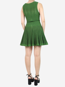 Alaia Green sleeveless crimped mini dress - size UK 10