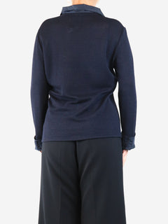 Navy wrap-jumper - size UK 12