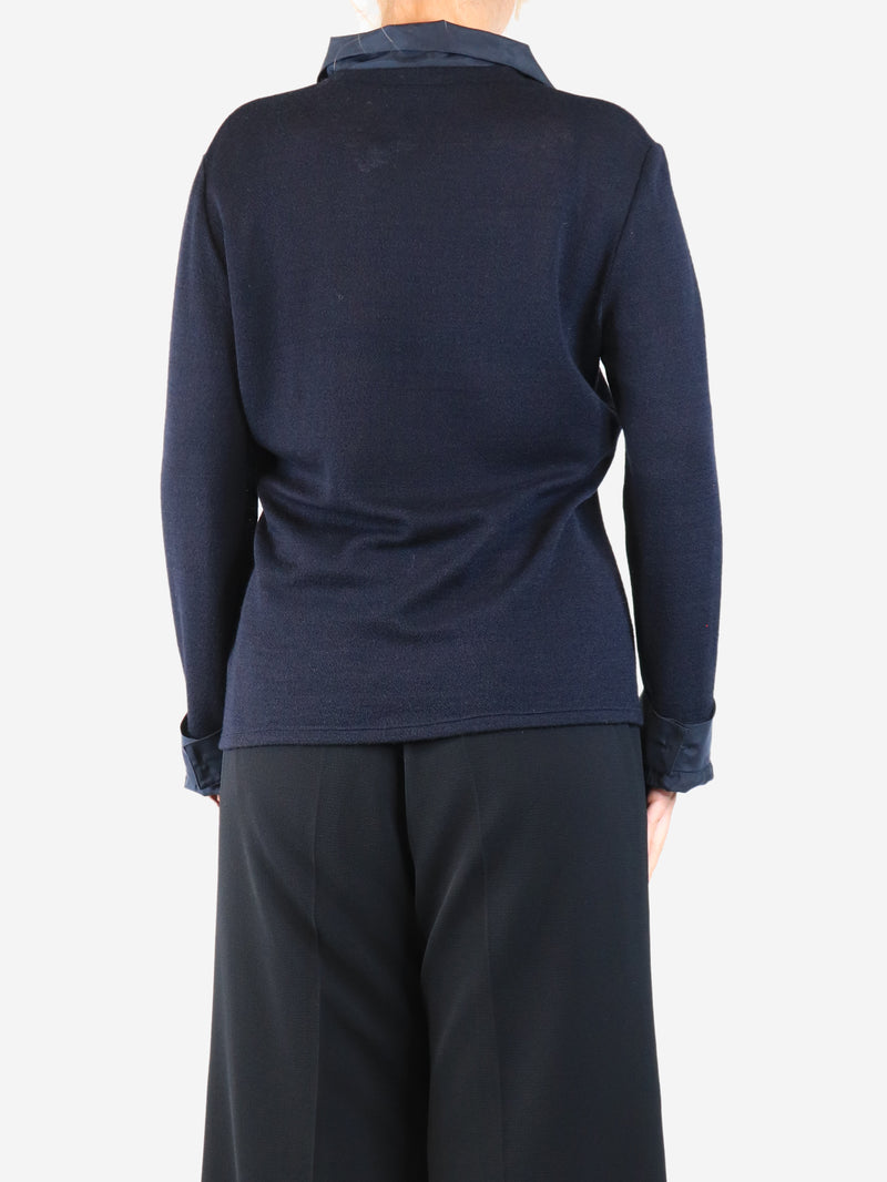 Navy wrap-jumper - size UK 12